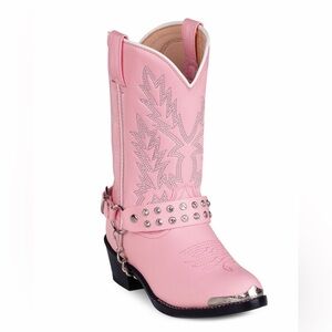 Durango L'il Kids Pink Rhinestone Wrap (Removable) Western Boots Sz 6D EUC